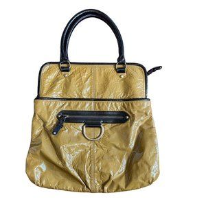 Hayden Harnett Large Patent  Tote Mustard Yellow Black Bag Purse